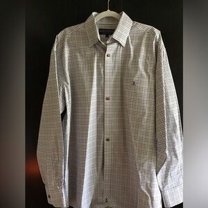 Lucchese Men’s White and Black Windowpane Dress Shirt